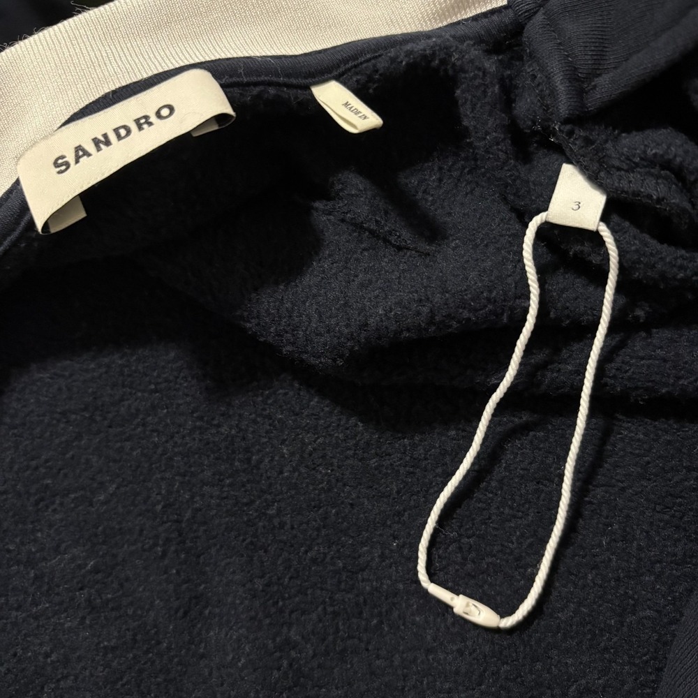 Sandro Cropped Two-Tone Sweatshirt deep blue in Size 3 (US 8) - Picture 6 of 8